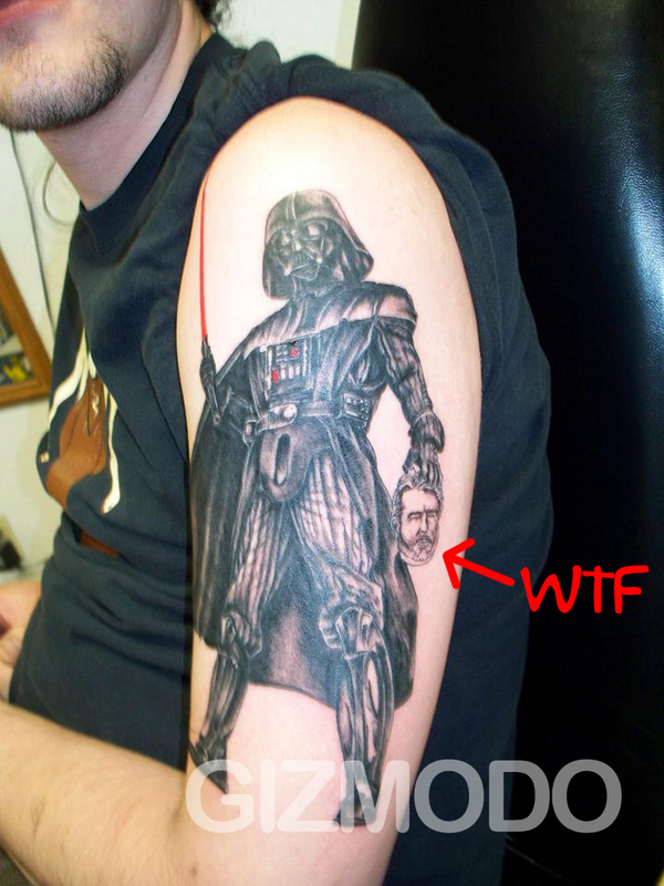of himself inked onto a delusional fan's unfortunate back tattoo. Ouch!