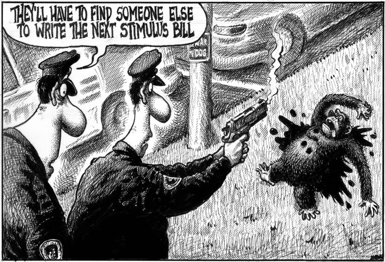 racist to obama news cartoon Racist News Clipping Targeted @ Barack Obama as a Chimpanzee...