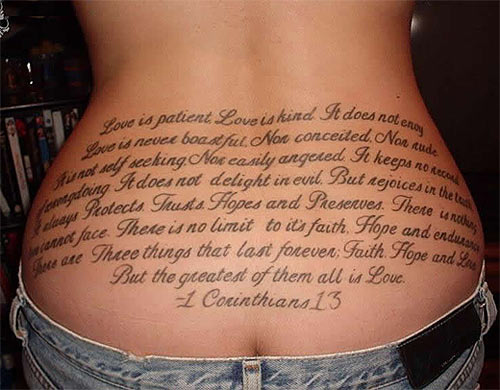 Who wants to read a bible verse on a woman's rear end?