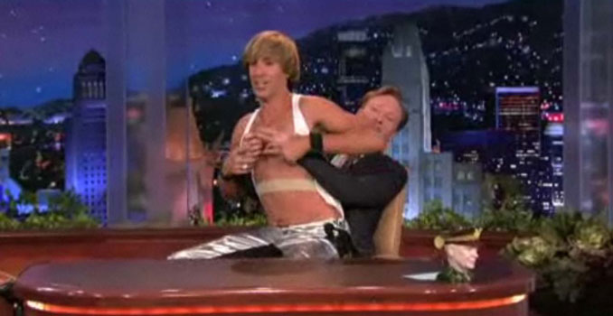 bruno conan Conan O’Brien Gets Lap Danced By Sacha Cohens Bruno. Get Your Freak On Brien.