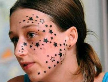 starface See miss galaxy here the girl with the 54 star tattoos on her