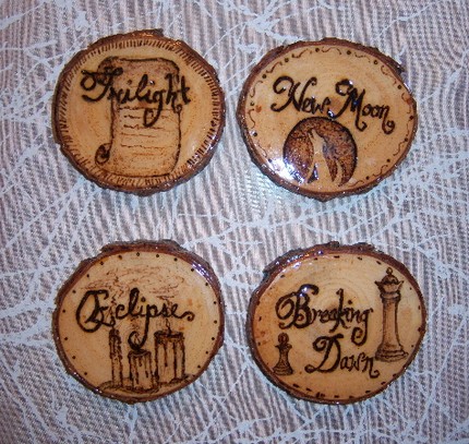 twilight wood burned cup coasters vampires dracula alucard