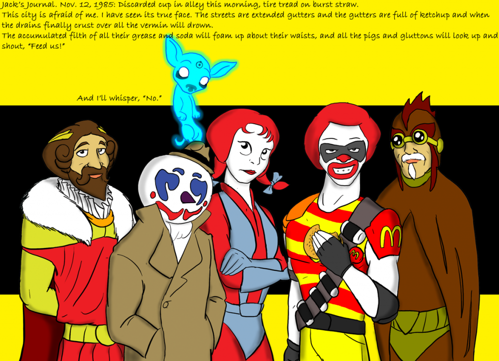 fastfood watchmen jack mcdonalds colonel wendy burger king rorshach