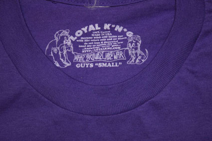 tommy purple loyalkng tshirt tag sml Loyal K.N.Gs Tribute to 1980s Garbage Pail Kids w/ Troublesome Tommy T shirt! Make Trouble, Not War!