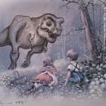 thrift store painting improved funny art dinosaur random art 150x150 Thrift Store Paintings Improved w/ Random Funny Pen Art!