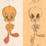 tweety bird skeleton drawing 150x150 Michael Paulus Skeletal System of Cartoons; Charlie Brown, Pokemon, Flintstones, Marvin Martian, Tweety Bird... LOONEY TUNES?!