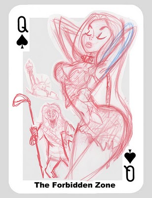 Josh Cooley intercontinental cuties cards queen of spades hearts dimonds clubs bill presing the forbidden zone Josh Cooleys Intercontinental Cuties Playing Cards w/ Bill Presing! Queen of Spades for Texas, Cuba, Germany, Ireland, & More!