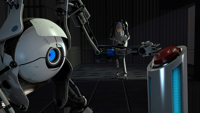 Portal 2” Co Op Robots Assembling For Their Portal Adventure Winter