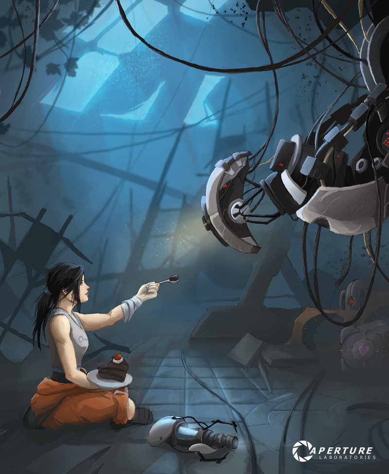 Aperture Lab By Quintus Cassius Portal Fan Art Of Chell Glados And Cake Aperture Loyal Kng 