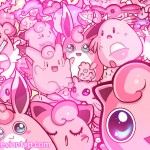 Darien Chen pink party pokemon geegeet jigglypuff pinkie pie clafairy